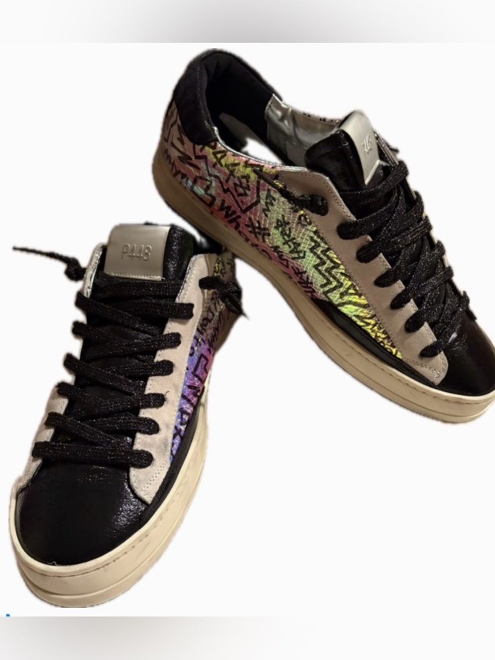 P448 John Iridescent Graffiti Leather Sneakers Size 40